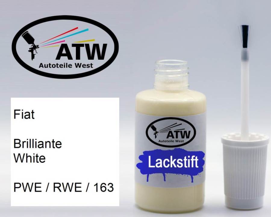 Fiat, Brilliante White, PWE / RWE / 163: 20ml Lackstift, von ATW Autoteile West.